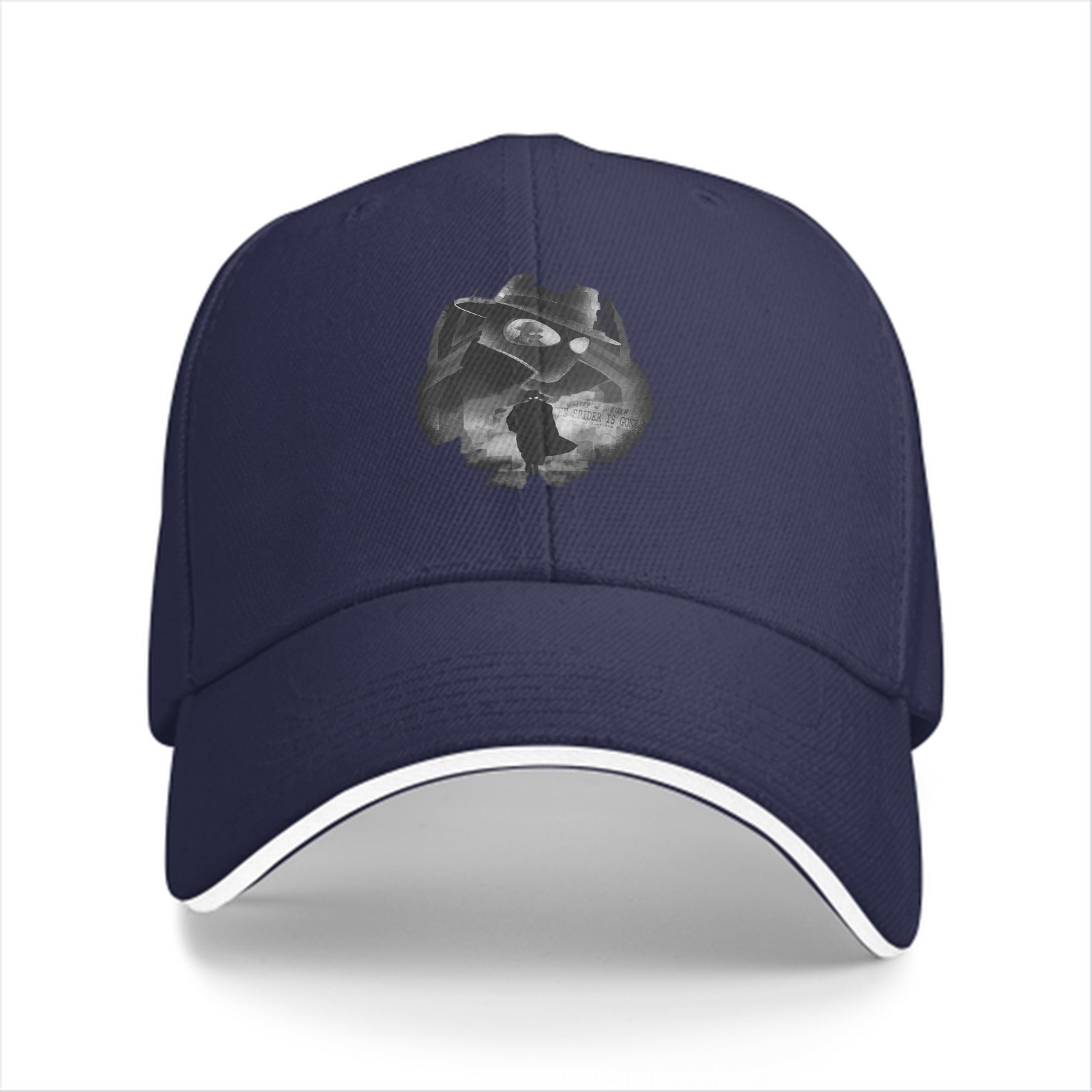Black Baseball Cap With Monochrome Cowboy Silhouette Graphic
