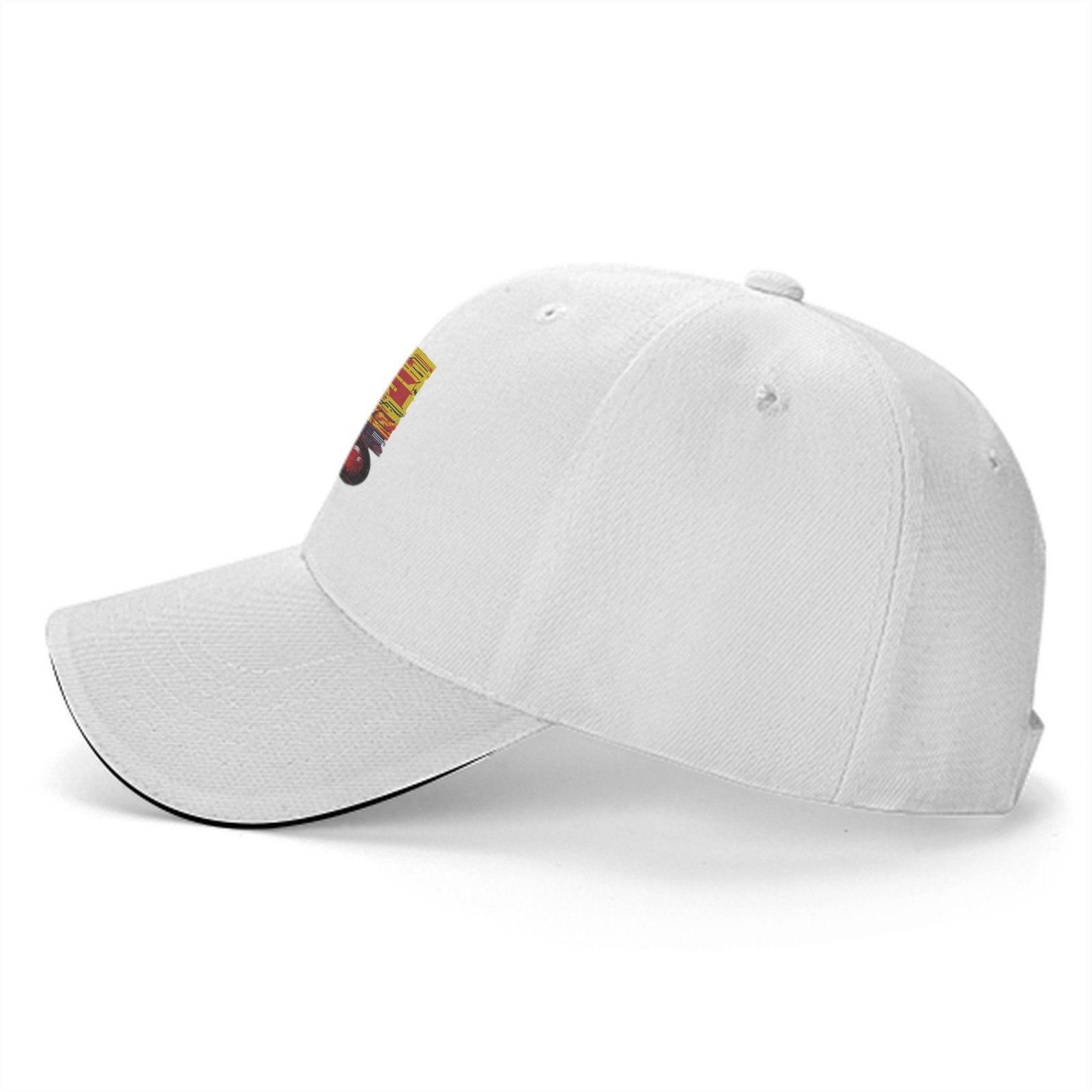 Black Baseball Cap with Anime Motorcycle Rider Graphic