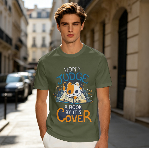 Don't Judge a Book by Its Cover Cat Reading T-Shirt