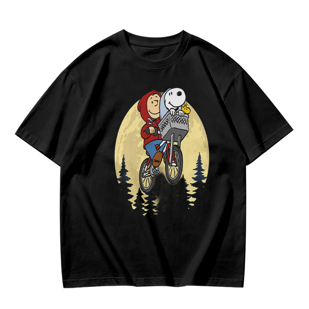 Snoopy and Charlie Brown Bicycle Moon Graphic T-Shirt
