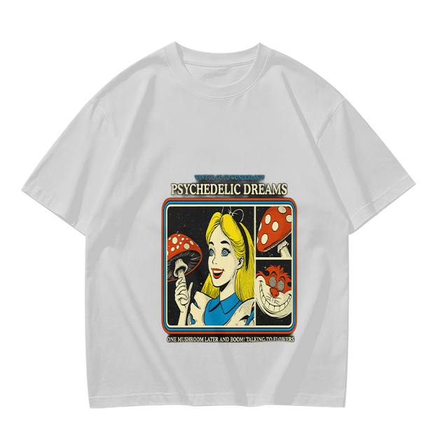 Psychedelic Dreams Alice in Wonderland Mushroom Graphic T-Shirt