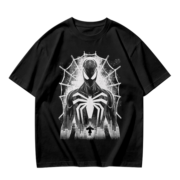 Olive T-shirt with Black Spider-Man Symbiote Suit Web Print