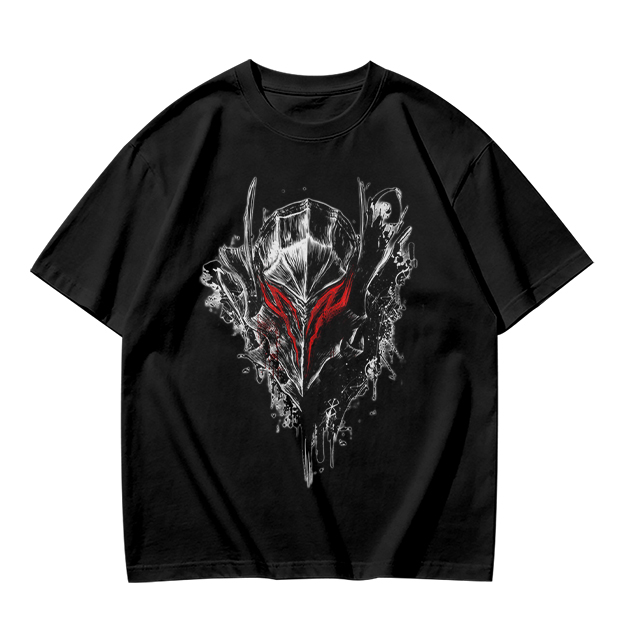 Olive T-Shirt With Dark Fantasy Knight Helmet Graphic