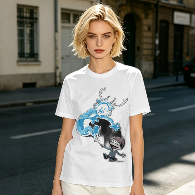 Olive T-Shirt With Harry Potter Patronus Deer Cartoon Print