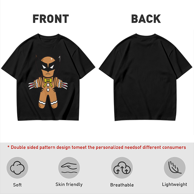Olive T-Shirt With Gingerbread Wolverine Superhero Print