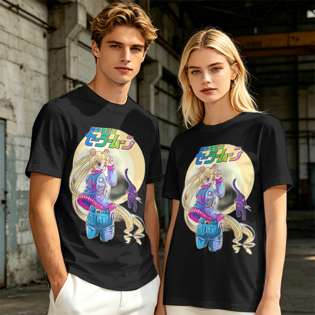 Olive anime graphic t-shirt featuring Usagi and Luna