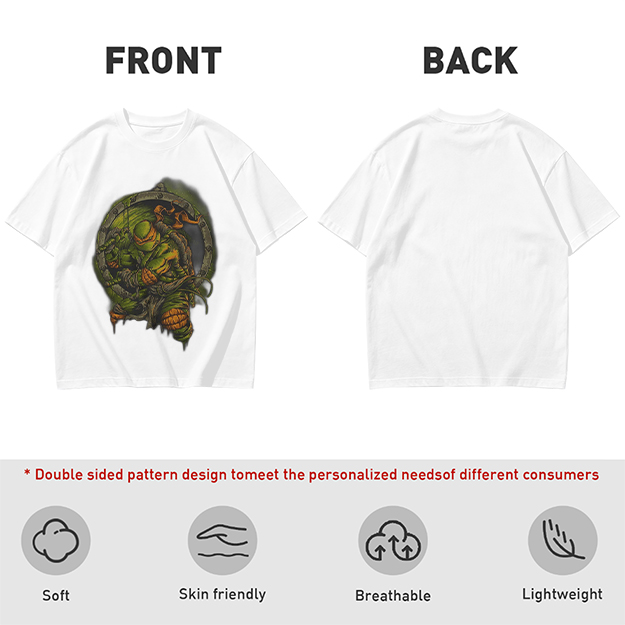 Olive Green T-Shirt With Ninja Turtle Porthole Graphic