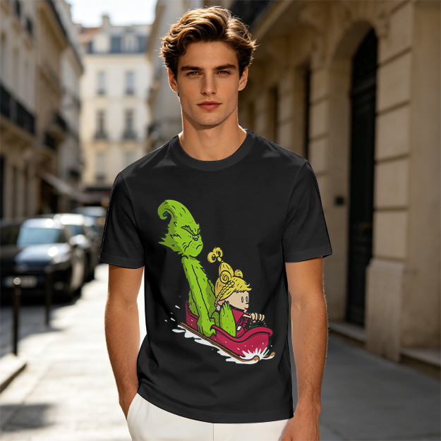 Grinch and Cindy Lou Who Sledding Graphic T-Shirt