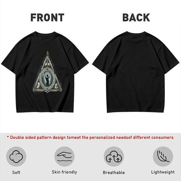 Olive T-shirt with Harry Potter Deathly Hallows Silhouette Print