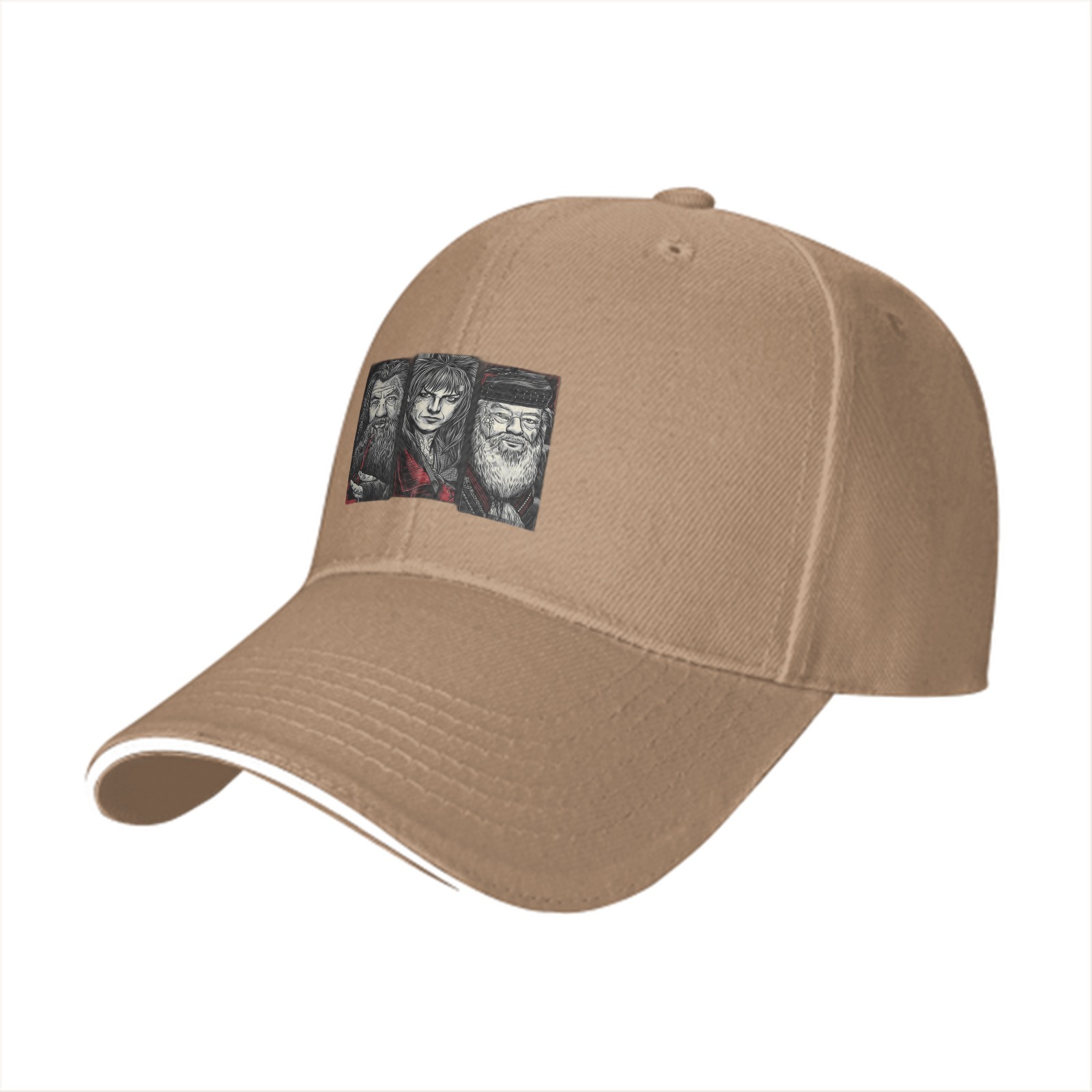Black Baseball Cap With Fantasy Wizard Character Art Print