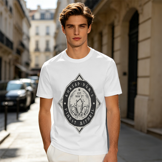 Olive Green T-Shirt with Khazad-dum's Finest Mithril Print