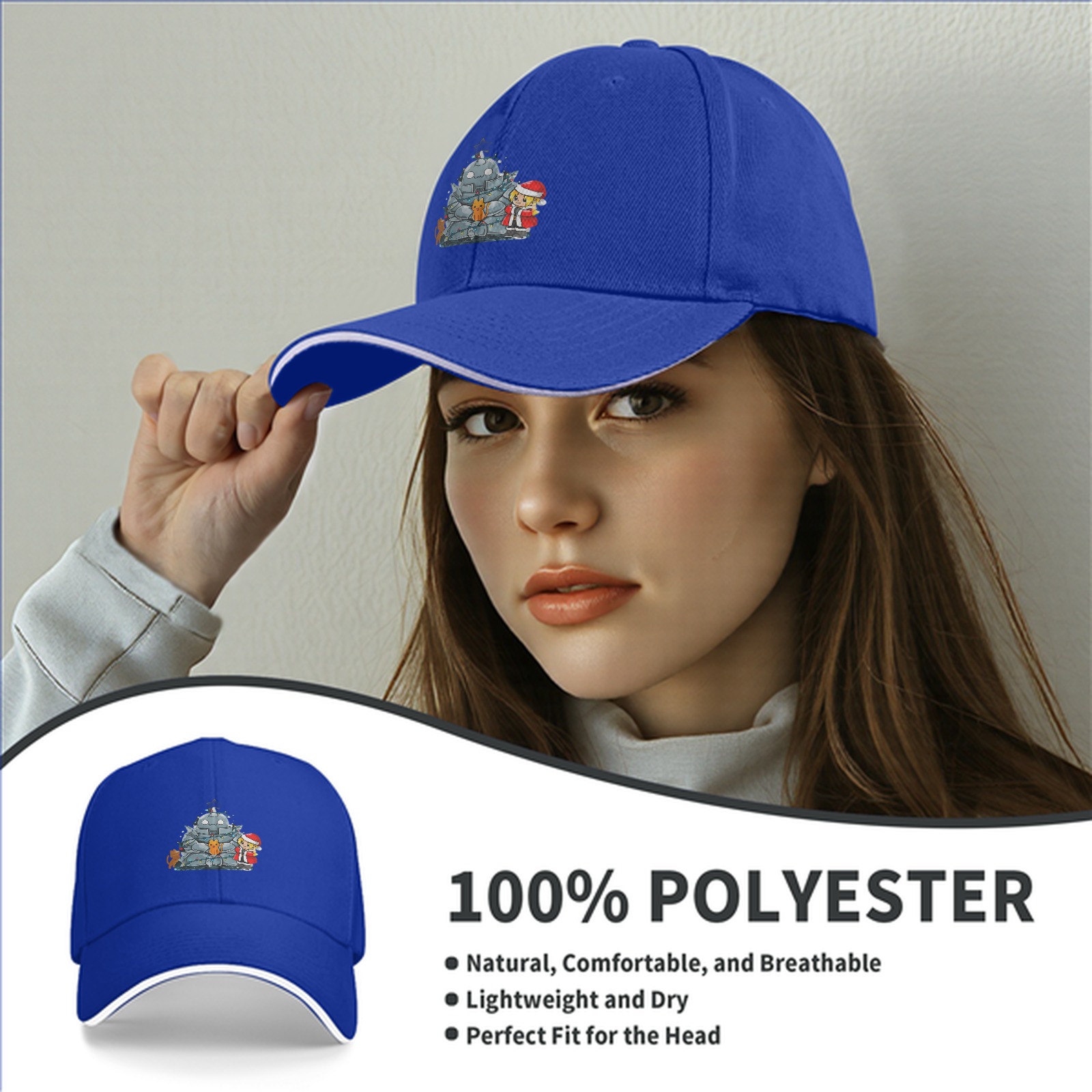 Black Baseball Cap With Fullmetal Alchemist Christmas Print