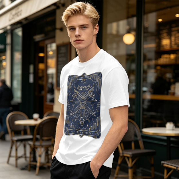 Olive Green Witcher Medallion Graphic T-Shirt