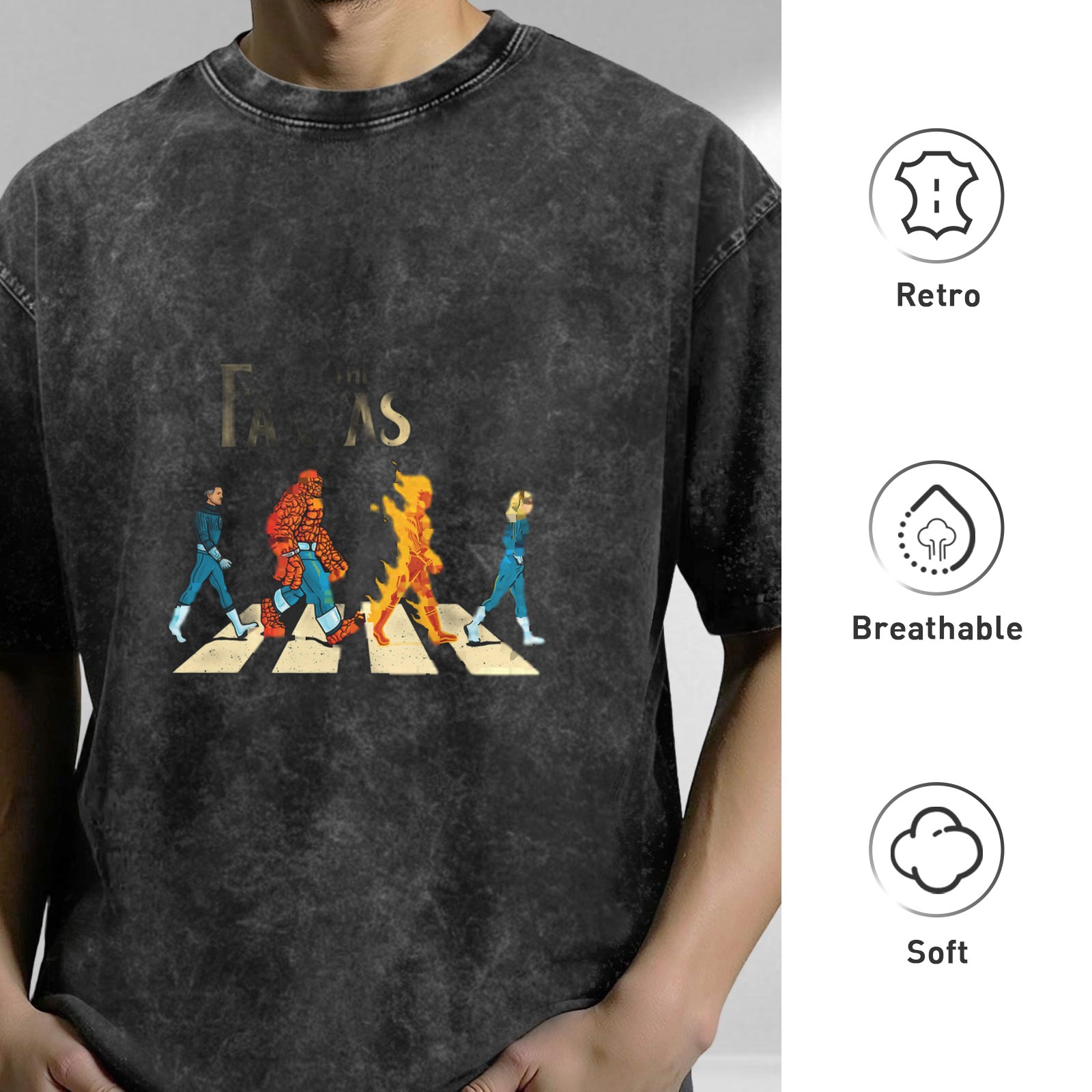 Fantastic Four Abbey Road Parody Vintage Wash T-Shirt