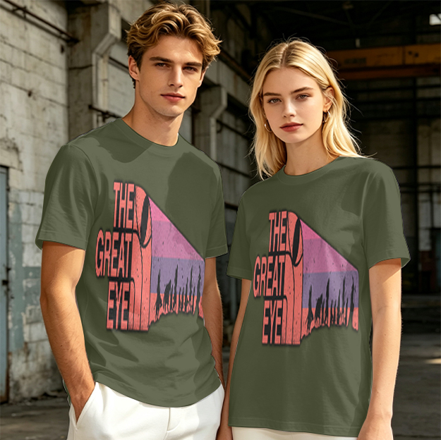 Olive T-Shirt with The Great Eye Sunset Graphic Print