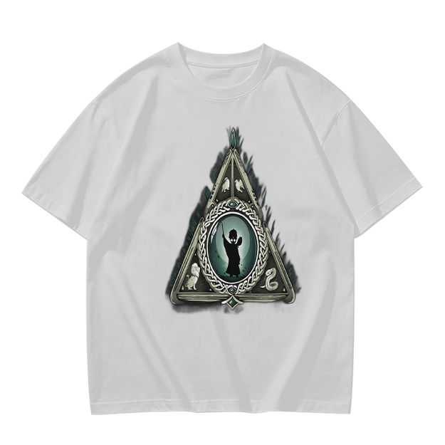 Olive T-shirt with Harry Potter Deathly Hallows Silhouette Print