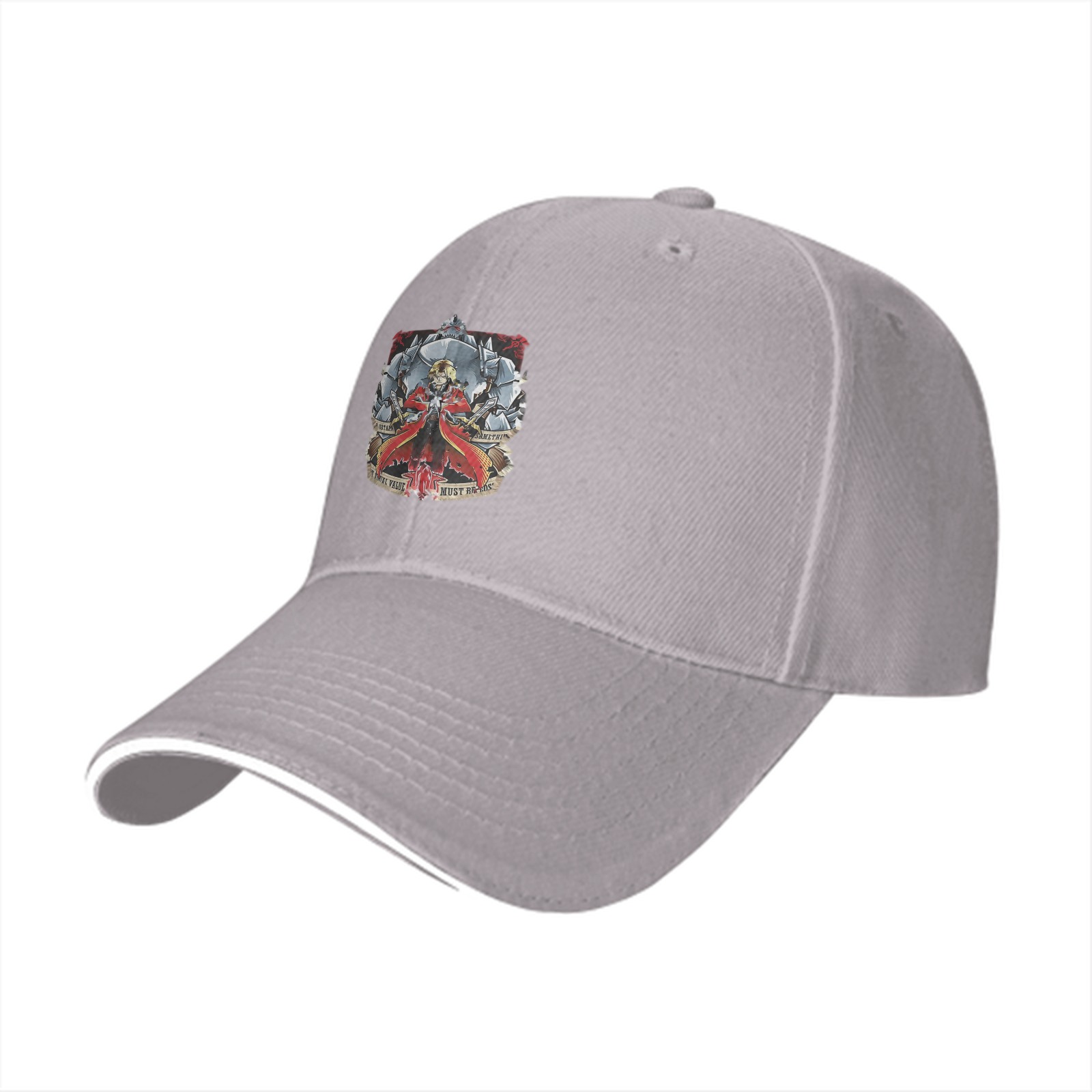 Black Baseball Cap with Fullmetal Alchemist Anime Graphic Print
