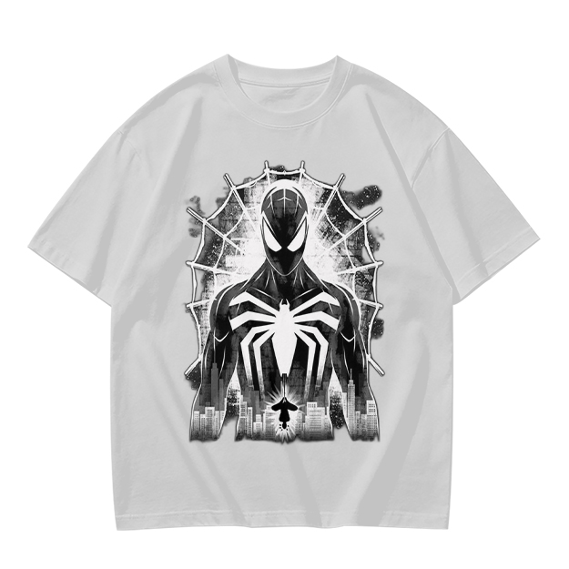 Olive T-shirt with Black Spider-Man Symbiote Suit Web Print