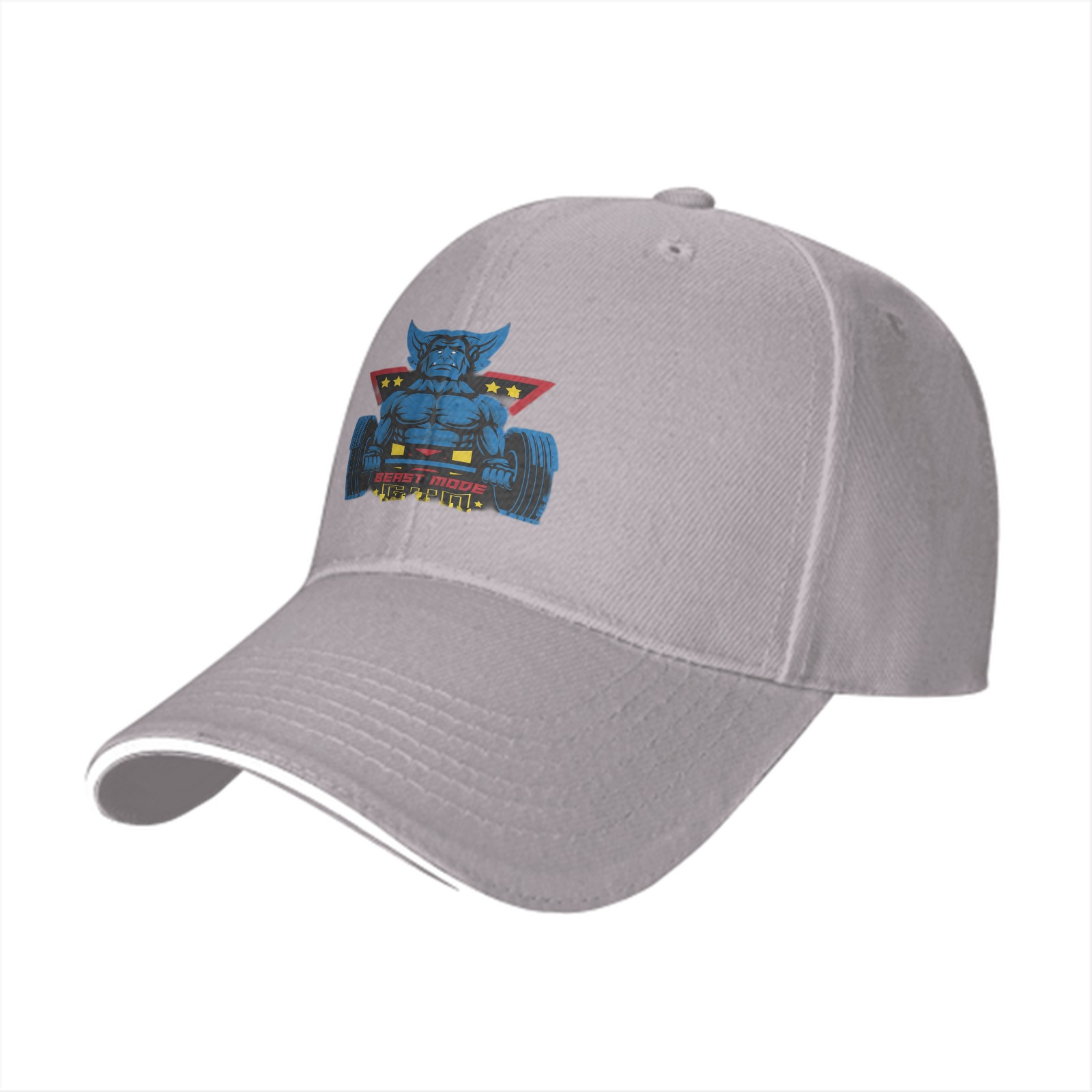 Black baseball cap with beast mode weightlifting graphic