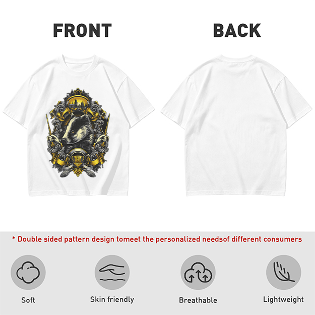Olive T-shirt with Badger Crest Magical Artwork Print