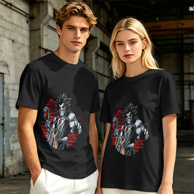 Olive T-shirt with Lobo Comic Character Graphic Print