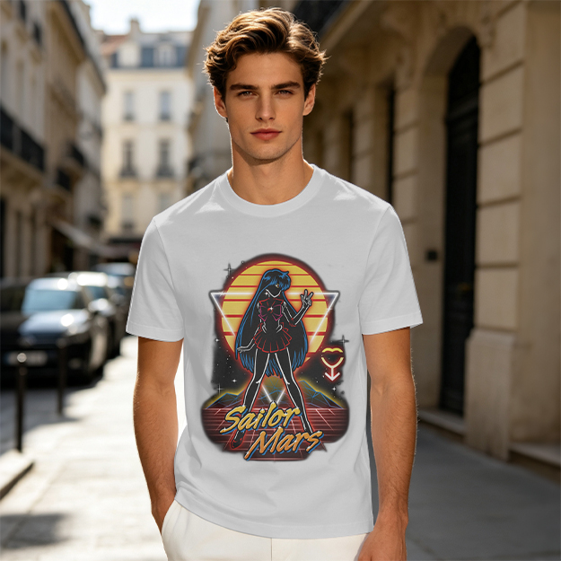 Sailor Mars Retro Synthwave Graphic T-Shirt Design