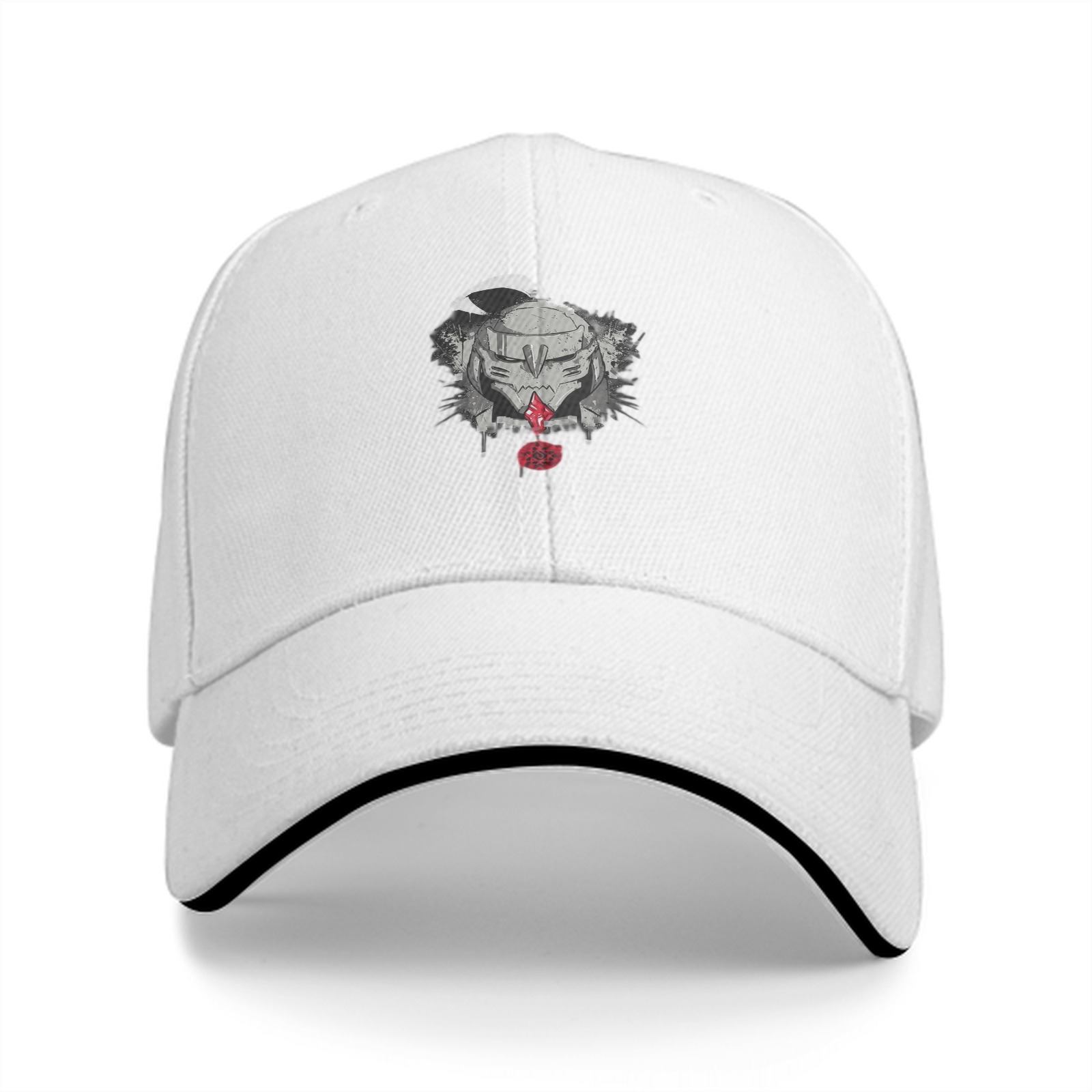 Black Baseball Cap With Fantasy Warrior Helmet Graphic