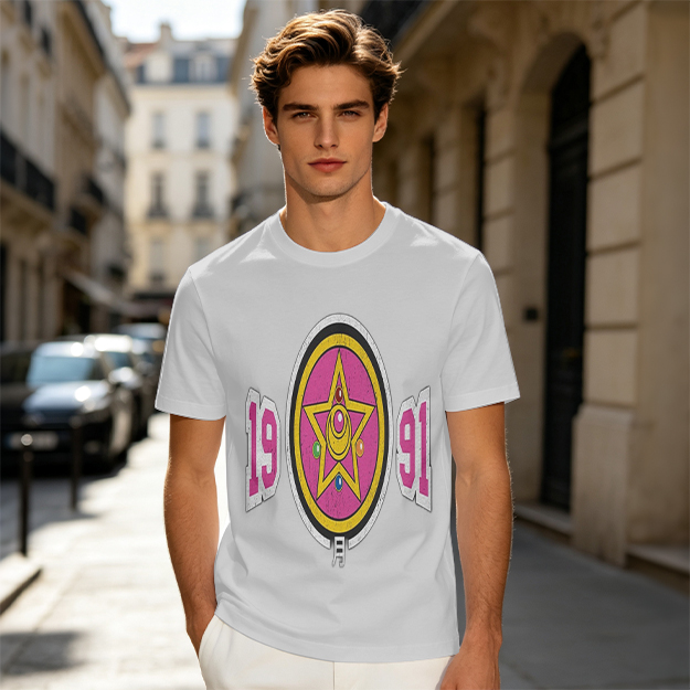 Olive Graphic T-Shirt With 1991 And Star Emblem Print