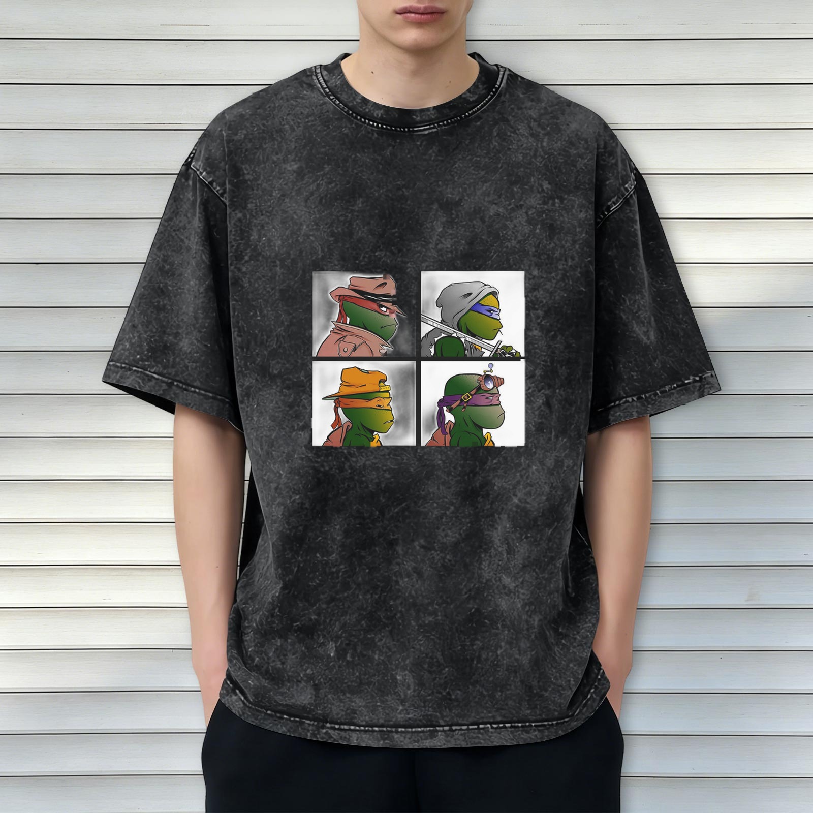 Teenage Mutant Ninja Turtles Graphic Print Acid Wash Oversized T-Shirt