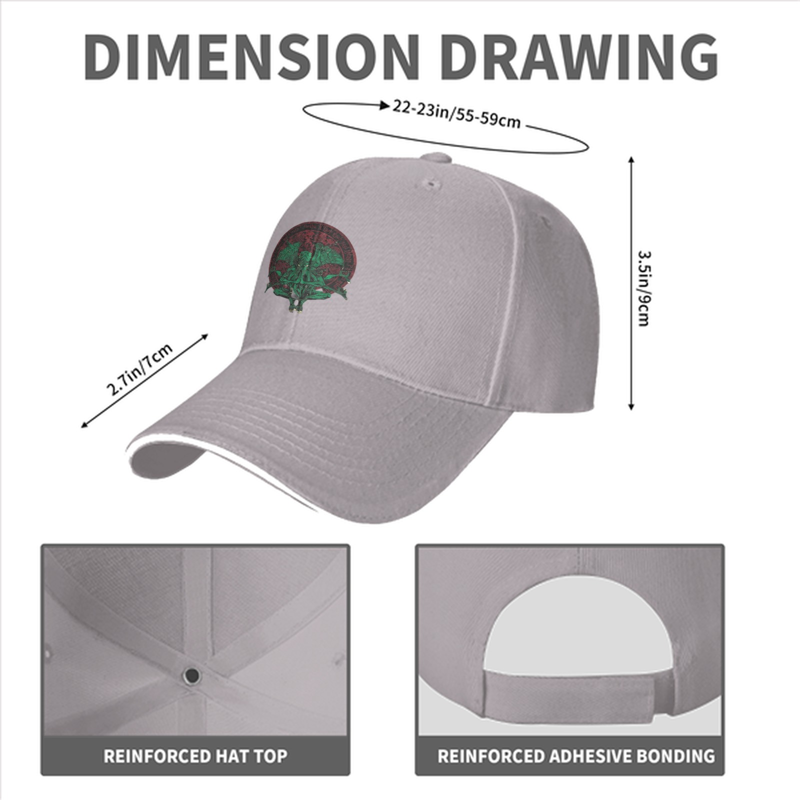 Black baseball cap with Cthulhu occult circle graphic