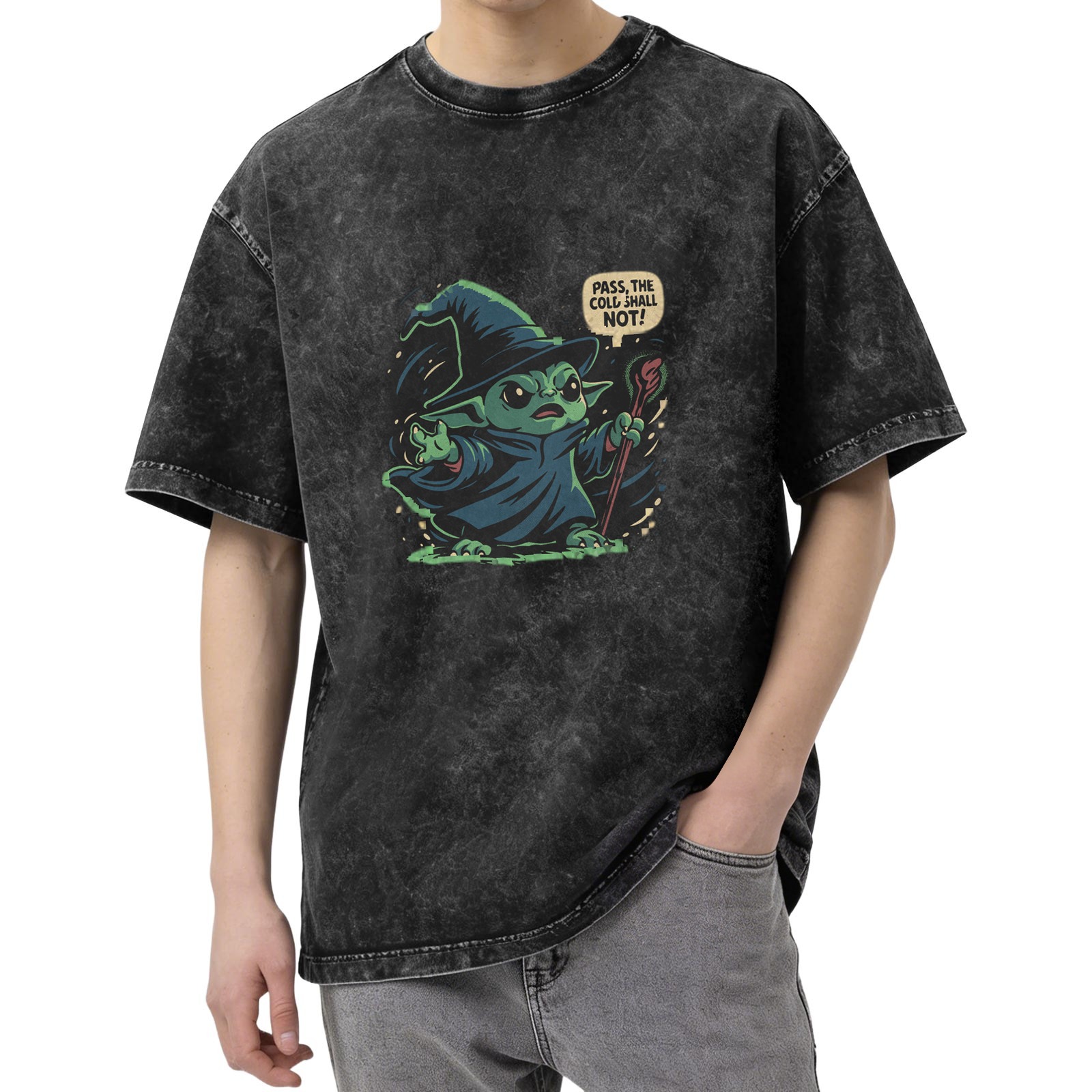 Wizard Baby Yoda 'Pass The Cold Shall Not' Graphic T-Shirt