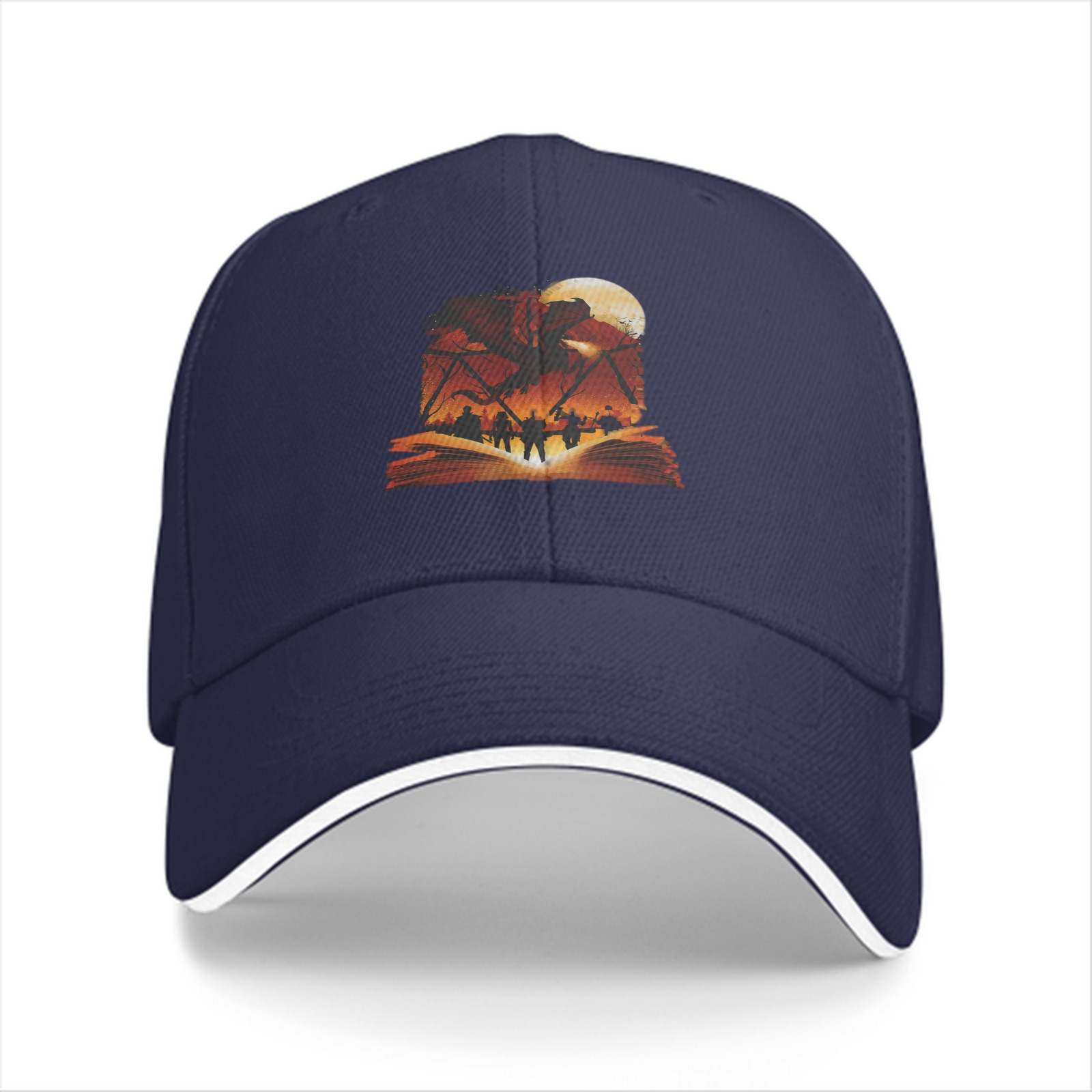 Black Baseball Cap With Fantasy Battle Scene Book Print