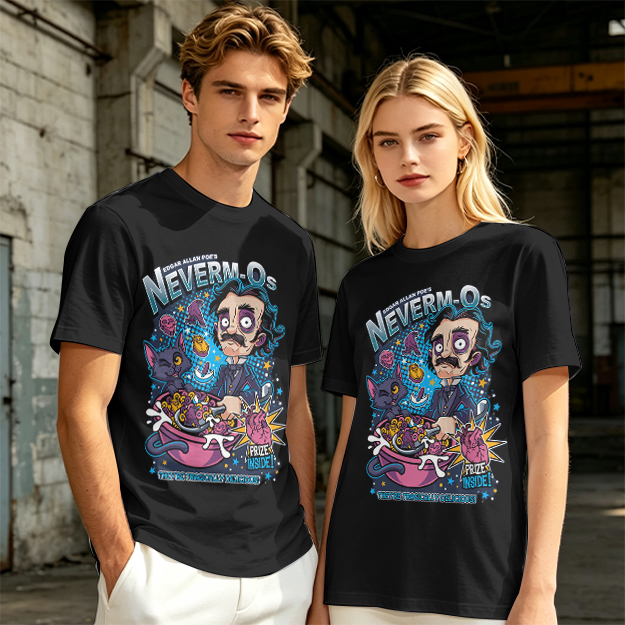 Edgar Allan Poe's Neverm-Os Cereal Graphic T-Shirt