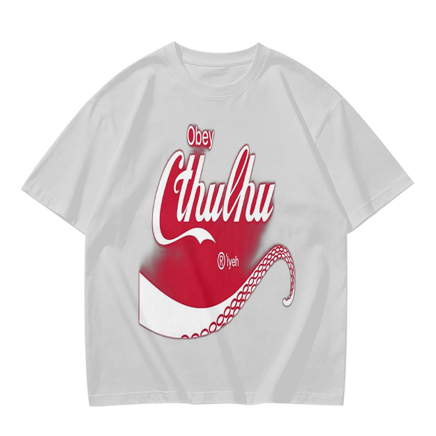 Obey Cthulhu Graphic Print Olive Green T-Shirt