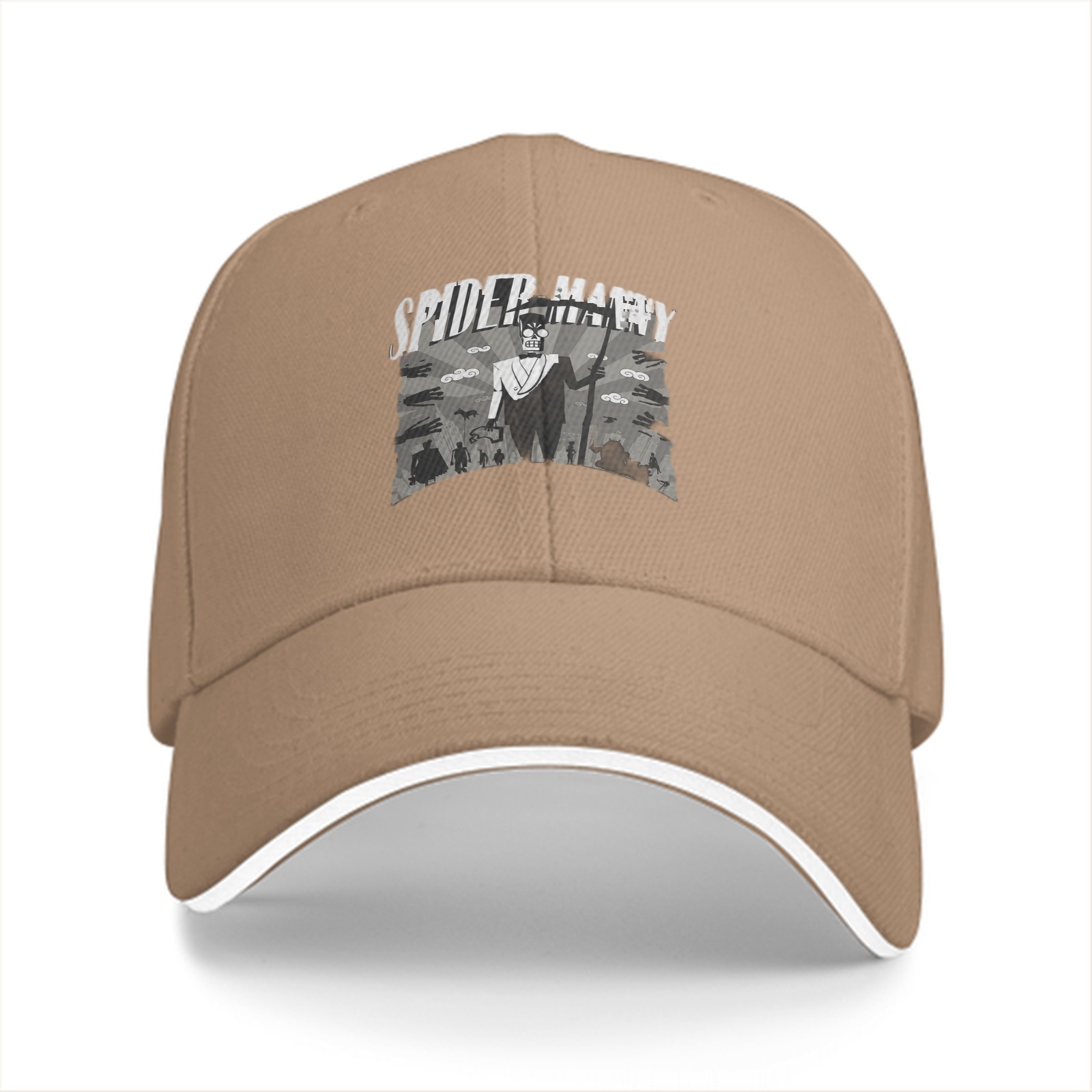 Black baseball cap with Spider Manny graphic print