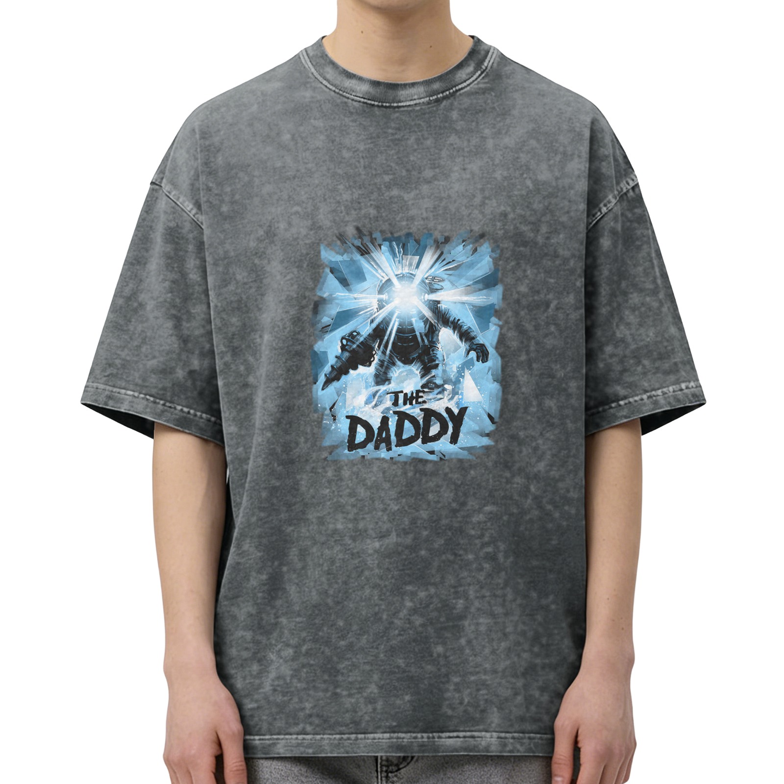 Men's Oversized Vintage Wash Graphic T-Shirt 'The Daddy' (Bioshock Big Daddy Inspired)