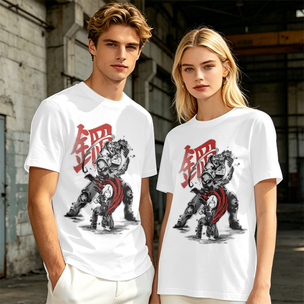 Olive T-shirt with Fullmetal Alchemist Character Art Print