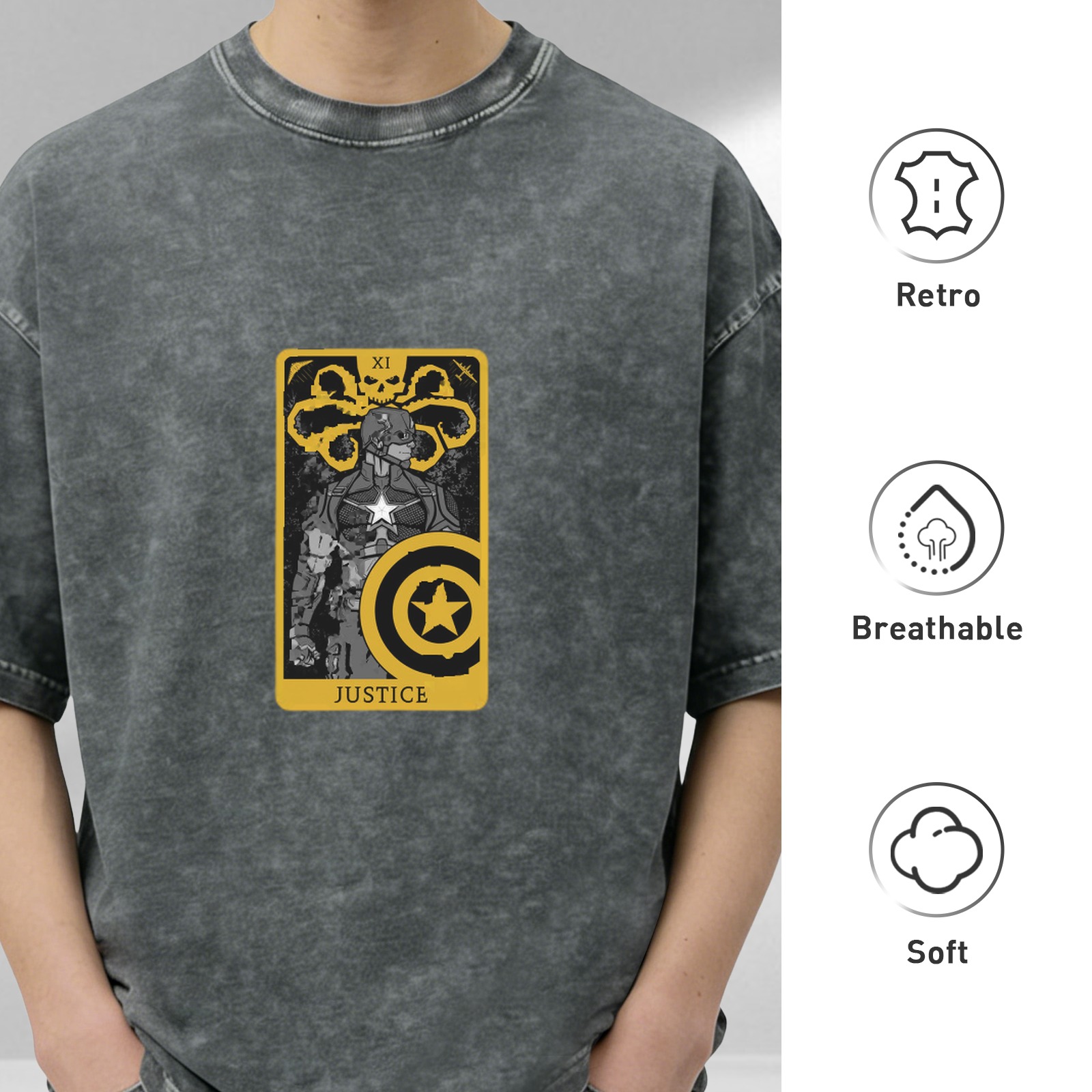Hydra Captain America Justice Tarot Stonewashed T-Shirt