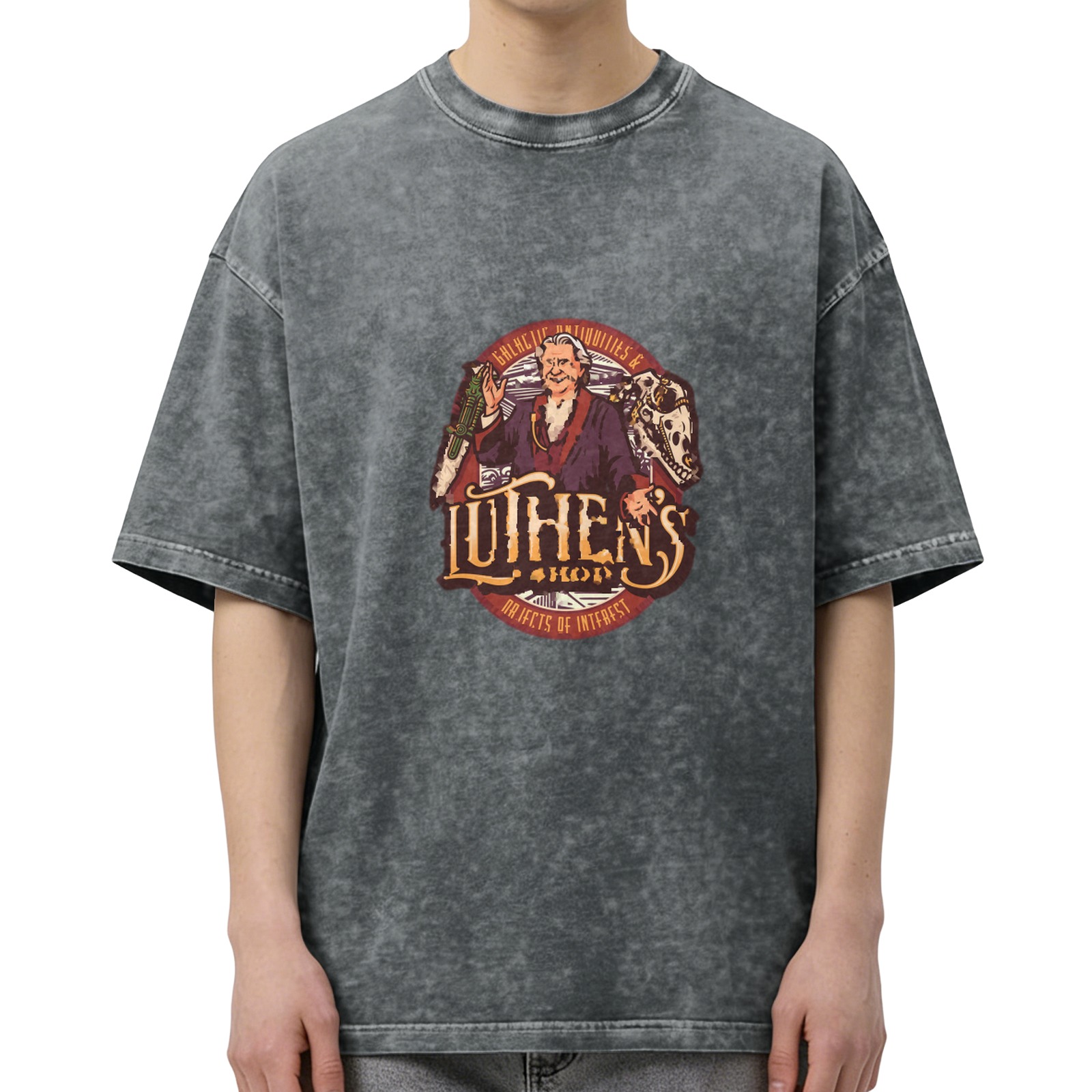 Vintage Washed Graphic Tee with Luthen's Shop Artwork