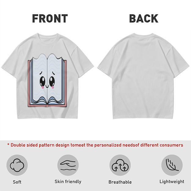 Olive T-Shirt With Cute Smiling Open Book Graphic Print