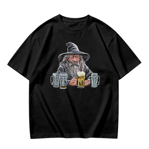 Gandalf with Beer Mugs Funny Wizard Graphic T-Shirt