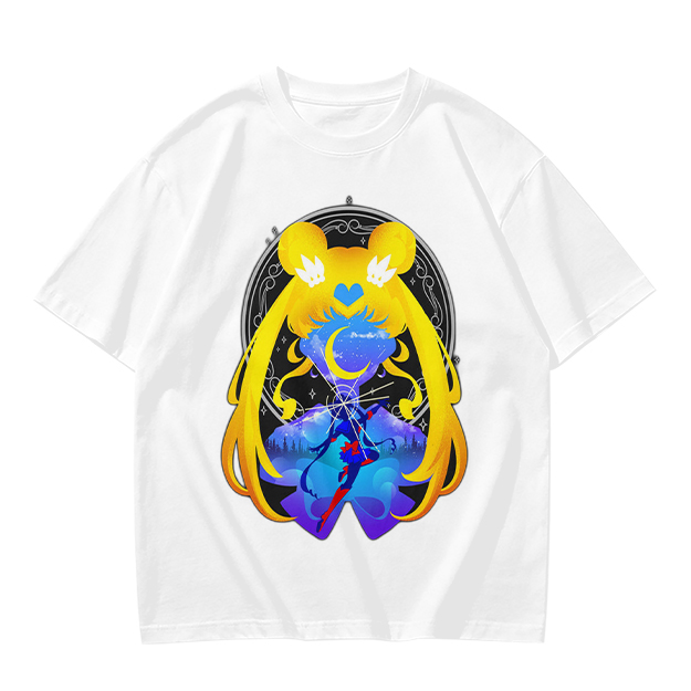 Olive T-Shirt with Sailor Moon Themed Graphic Print