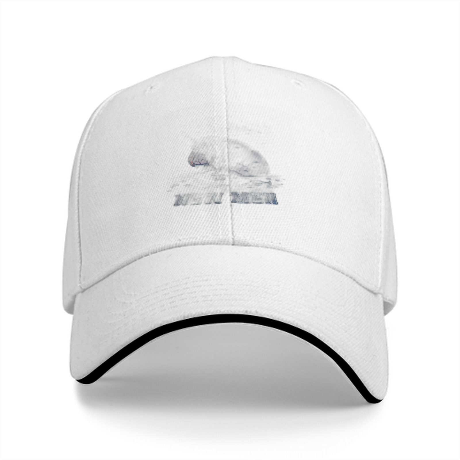 Black baseball cap with subtle dark graphic design
