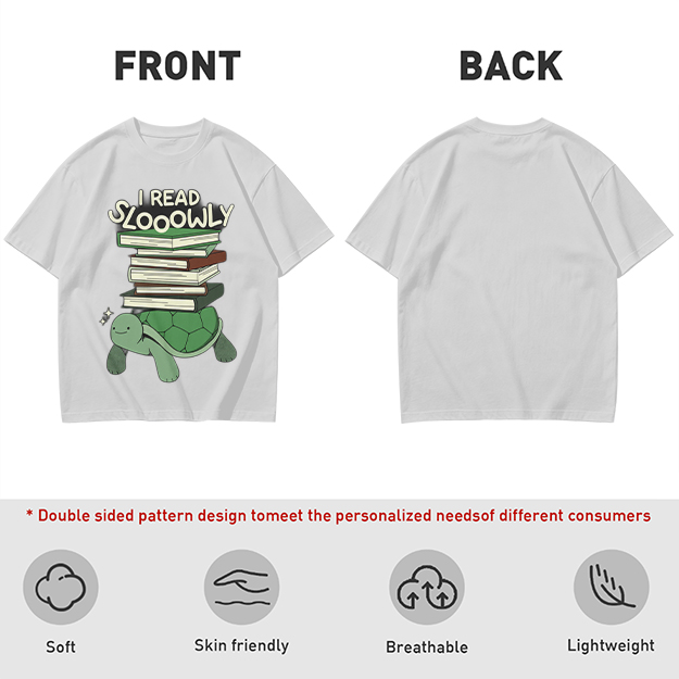I Read Sloowly Turtle Stacked With Books T-Shirt