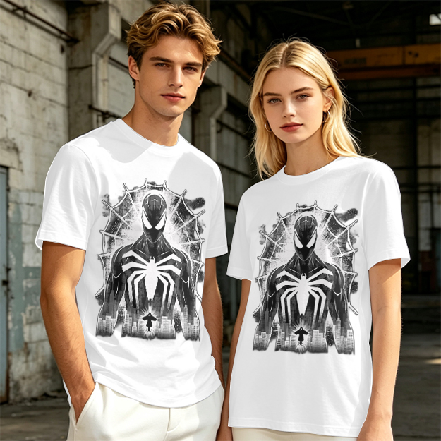 Olive T-shirt with Black Spider-Man Symbiote Suit Web Print