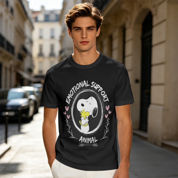 Snoopy and Woodstock Emotional Support Animal Graphic T-Shirt