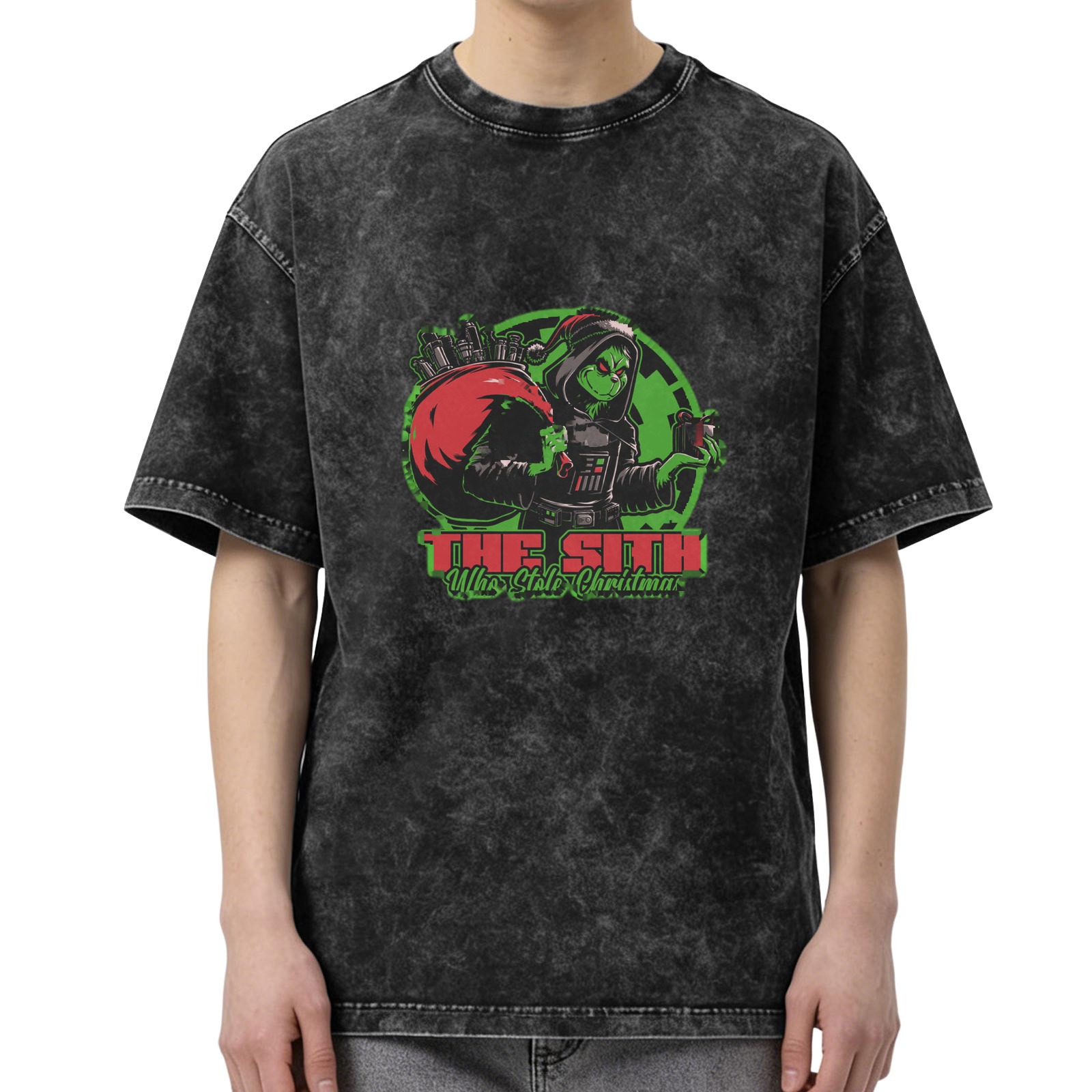 The Sith Who Stole Christmas Graphic Acid Wash T-Shirt