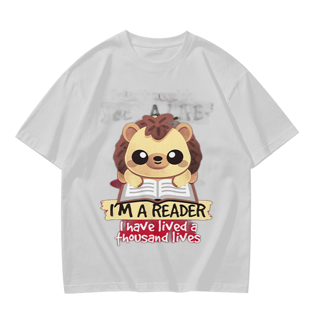 Hedgehog Reading Book I'm A Reader Thousand Lives T-Shirt