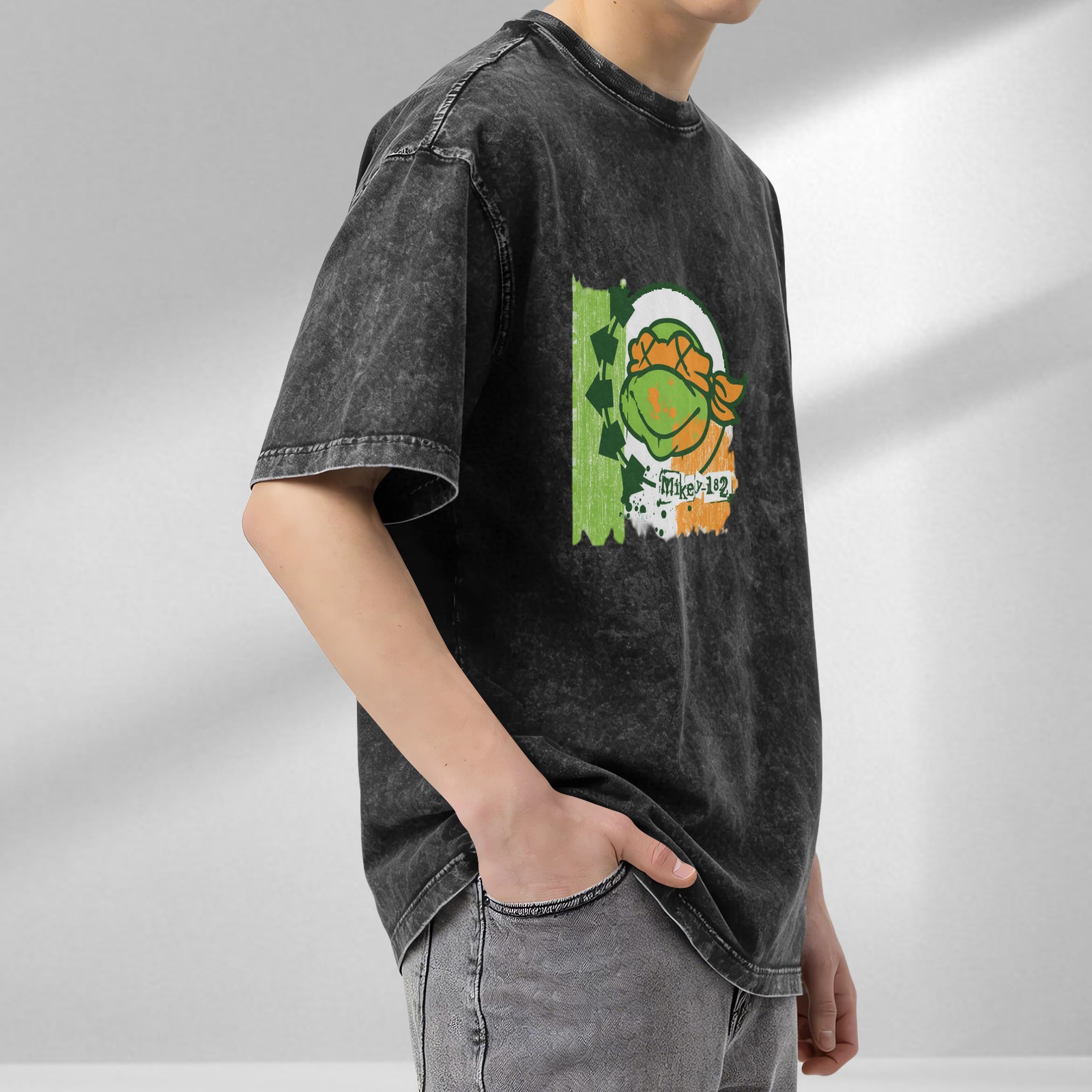 Teenage Mutant Ninja Turtles Mikey Graphic Acid Wash T-Shirt