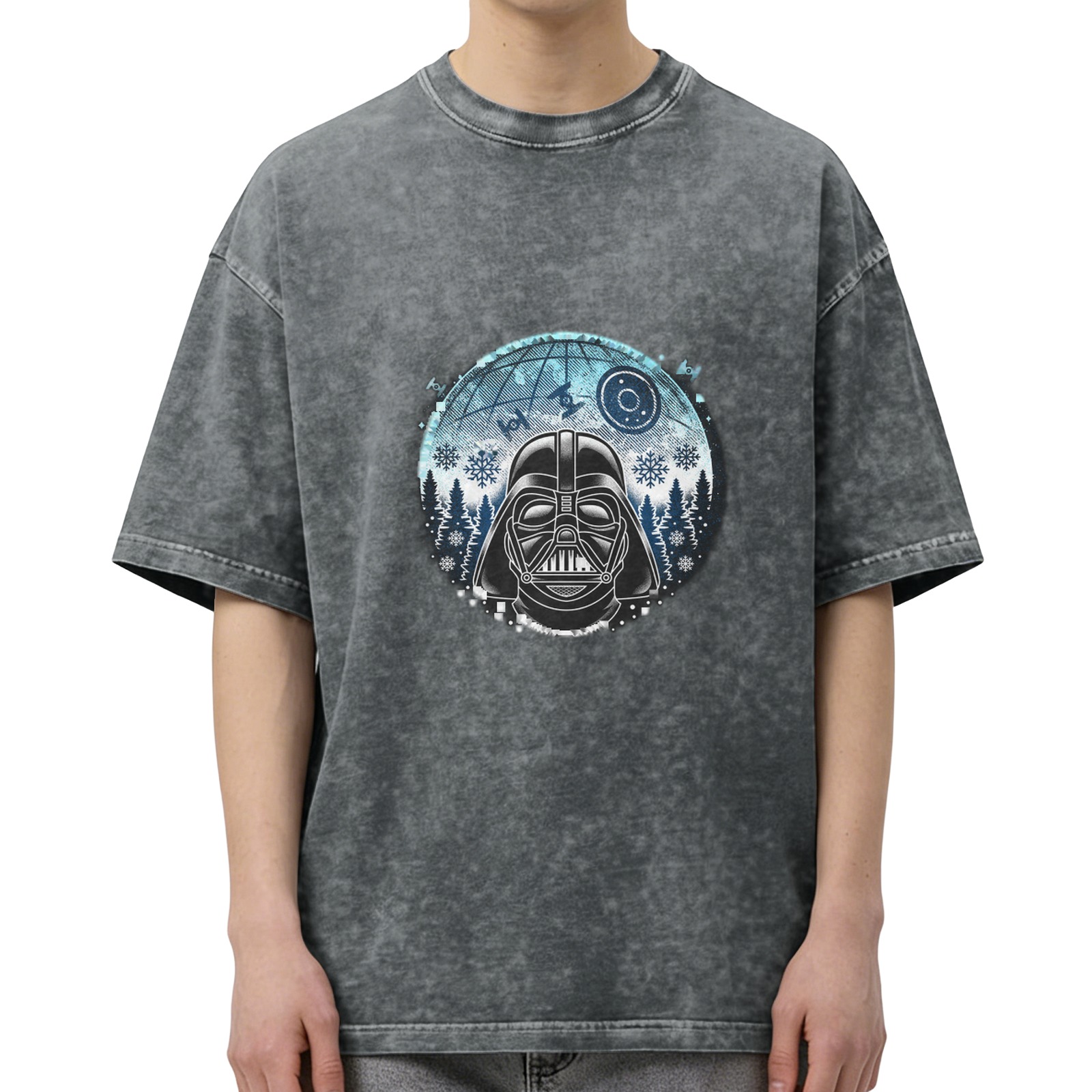 Star Wars Darth Vader Winter Graphic Acid Wash T-Shirt